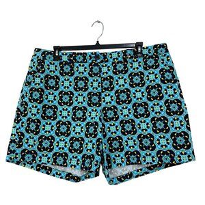 Crown & Ivy Womens Blue Patterned Classic Chino Shorts Plus Size18W Cotton Blend